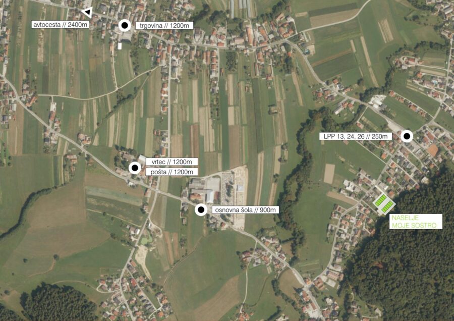 MOJE SOSTRO - družinsko naselje 12 vrstnih hiš